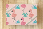 "Frolicking Flamingos" - Wrapping Paper in Florida Pink by Charla Pettingill - Front