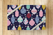 "Holiday Stylish Ornaments" - Wrapping Paper in Deep Navy by Michelle Locklear - Front