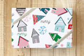 "Snow Village" - Wrapping Paper in Winter Wonder by Lisa Samartino Design - Front