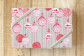 "Painted Ornaments" - Wrapping Paper in Cranberry by Carole Crohan - CaroleeXpressions - Front