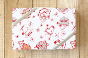 "Kitties As We Sleep" - Wrapping Paper in Holly Red by Carole Crohan - CaroleeXpressions - Front