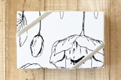 "Sweet Peas & Anemones" - Wrapping Paper in Black Ink by Nicole Simms - Front