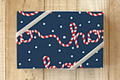 "Candy Striped Ho, Ho, Ho!" - Wrapping Paper in Night by IGGI - Front