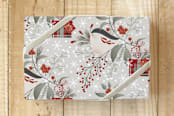 "Christmas Morning Robin" - Wrapping Paper in Taupe by Cavell Ferguson - Front