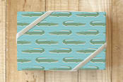 "Alligators Green & Blue" - Wrapping Paper in Retro Green by Carey Copeland - Front