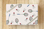 "Birdies & Racquets" - Wrapping Paper in Hemp Ivory by Nicole Simms - Front
