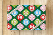 "Retro Christmas Ornaments" - Wrapping Paper in Multi-color on Green by Carey Copeland - Front