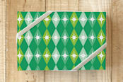 "Retro Christmas Diamonds" - Wrapping Paper in Green Mint by Carey Copeland - Front