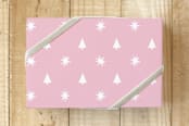 "Preppy Trees" - Wrapping Paper in Peppermint Pink by Jenny Batt - Front