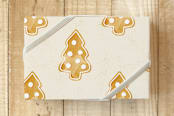 "Christmas Gingerbread Cookies " - Wrapping Paper in light beige by Helga Wigandt - Front