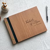 "Signature Style Wedding Guest Book | Cherry Wood | 8.5 x 1" - Guest Books in brown by Katrina Mejia