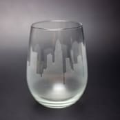 "Cincinnati, Ohio Skyline Stemless Wine Glass" - Drinkware in clear by stephanie miller 1
