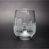"Lisbon, Portugal Skyline Stemless Wine Glass" - Drinkware in clear by stephanie miller 1