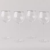 "SET OF 4 - SIREN STEMWARE // WHITE WINE IN CLEAR+PLATINUM" - Drinkware in clear by borrowed BLU