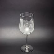 "Madrid, Spain Skyline Wine Glass" - Drinkware in clear by stephanie miller 1