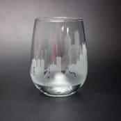 "Boston Massachusetts Skyline Stemless Wine Glass" - Drinkware in clear by stephanie miller 1