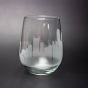 "Boston Massachusetts Skyline Stemless Wine Glass" - Drinkware in clear by stephanie miller 1