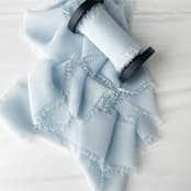 "2" Signature Sheer - Baby Blue" - Ribbons in blue by Honey Silks Co
