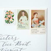 "60 Cent Pink Garden Botanical Postage Stamps // Set of 5 // UNUSED vintage postage" - Postage Stamps in pink by Flourish Fine Writing