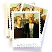 "Grant Wood's "American Gothic" Postage Stamps | Four Centuries of American Art Series | Vintage Unused USPS Postage 32c | Pack of 10" - Postage Stamps in multicolor by Jennifer Kramer
