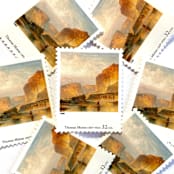 "Thomas Moran's "Cliffs of Green River" Postage Stamps | Four Centuries of American Art Series | Vintage Unused USPS Postage 32c | Pack of 10" - Postage Stamps in beige by Jennifer Kramer