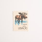 "13 Cent Moose Postage Stamps // Set of 10 // UNUSED vintage stamps" - Postage Stamps in brown by Flourish Fine Writing
