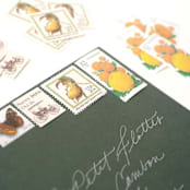 "Yellow and Orange Garden Vintage Postage Stamp Set // Set of 5  // 94 Cents each" - Postage Stamps in yellow by Flourish Fine Writing