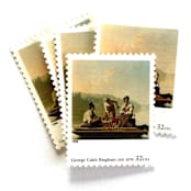 "George Caleb Bingham's "Boatmen on the Missouri" Postage Stamps | Four Centuries of American Art Series | Vintage Unused USPS Postage 32c | Pack of 10" - Postage Stamps in beige by Jennifer Kramer
