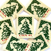 "Holiday Knits “Christmas Tree” Postage Stamps | Contemporary Christmas Series | Vintage Unused USPS Postage 41c | Pack of 10" - Postage Stamps in green by Jennifer Kramer