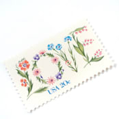 "20 Cent Floral Love Postage Stamps // Set of 10 // UNUSED Vintage Stamps" - Postage Stamps in pink by Flourish Fine Writing