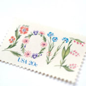 "20 Cent Floral Love Postage Stamps // Set of 10 // UNUSED Vintage Stamps" - Postage Stamps in pink by Flourish Fine Writing