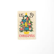 "8 Cent Christmas Tree Needlepoint Postage Stamps // Set of 10 // UNUSED Vintage Holiday stamps" - Postage Stamps in green by Flourish Fine Writing