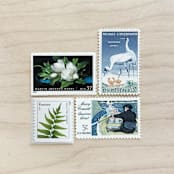 "$1.18 . Magnolia & Fern postage stamps . Set of 5" - Postage Stamps in blue by Kristen Melchor