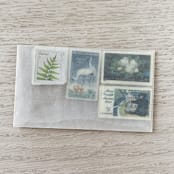 "$1.18 . Magnolia & Fern postage stamps . Set of 5" - Postage Stamps in blue by Kristen Melchor