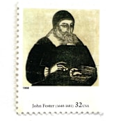 "John Foster's "Portrait of Richard Mather" Postage Stamps | Four Centuries of American Art Series | Vintage Unused USPS Postage 32c | Pack of 10" - Postage Stamps in black by Jennifer Kramer