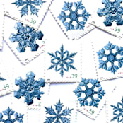 "Set of 4 “Holiday Snowflakes” Stamps | Contemporary Christmas Series | Vintage Unused USPS Postage 39c | Pack of 5" - Postage Stamps in blue by Jennifer Kramer