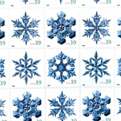 "Set of 4 “Holiday Snowflakes” Stamps | Contemporary Christmas Series | Vintage Unused USPS Postage 39c | Pack of 5" - Postage Stamps in blue by Jennifer Kramer