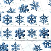 "Set of 4 “Holiday Snowflakes” Stamps | Contemporary Christmas Series | Vintage Unused USPS Postage 39c | Pack of 5" - Postage Stamps in blue by Jennifer Kramer