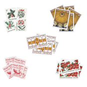 "Christmas in the City Vintage Postage Set // Set of 5 // UNUSED // Gold & Red // Sleigh" - Postage Stamps in red by Flourish Fine Writing