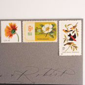 "Orange and Yellow Botanical Postage Set // Set of 5 // $.84 in postage" - Postage Stamps in orange by Flourish Fine Writing
