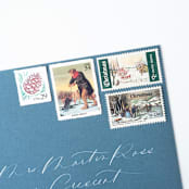 "Winter Pastimes Vintage Postage Set // Set of 5 // Ice Skating // Ice Fishing // Nature // UNUSED" - Postage Stamps in green by Flourish Fine Writing