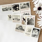 "$1.07 . Black Vintage Postage Stamp Variety Pack . Set of 5" - Postage Stamps in black by Kristen Melchor