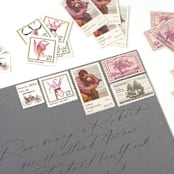 "3 Cent Charter Oak // Set of  10 // UNUSED vintage postage stamps" - Postage Stamps in pink by Flourish Fine Writing