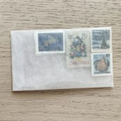 "78 cents . Partridge in a Pear Tree Vintage Postage Stamps . Set of 5" - Postage Stamps in blue by Kristen Melchor