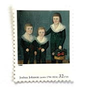 "Joshua Johnson's "The Westwood Children" Postage Stamps | Four Centuries of American Art Series | Vintage Unused USPS Postage 32c | Pack of 10" - Postage Stamps in blue by Jennifer Kramer