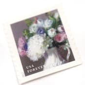 "White Hydrangea and Pink/Purple Rose Forever Stamps // Set of 10" - Postage Stamps in purple by Flourish Fine Writing