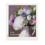 "White Hydrangea and Pink/Purple Rose Forever Stamps // Set of 10" - Postage Stamps in purple by Flourish Fine Writing