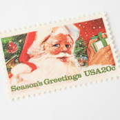 "20 Cent Jolly Santa Postage Stamps // Set of 10 // UNUSED vintage stamps" - Postage Stamps in red by Flourish Fine Writing