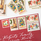 "20 Cent Jolly Santa Postage Stamps // Set of 10 // UNUSED vintage stamps" - Postage Stamps in red by Flourish Fine Writing