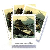 "Winslow Homer's "The Fog Warning" Postage Stamps | Four Centuries of American Art Series | Vintage Unused USPS Postage 32c | Pack of 10" - Postage Stamps in multicolor by Jennifer Kramer